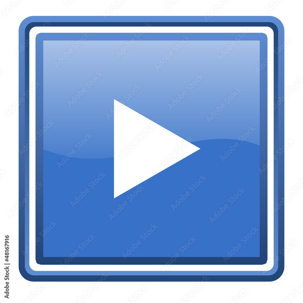 play blue glossy square web icon isolated play blue glossy square web icon isolated