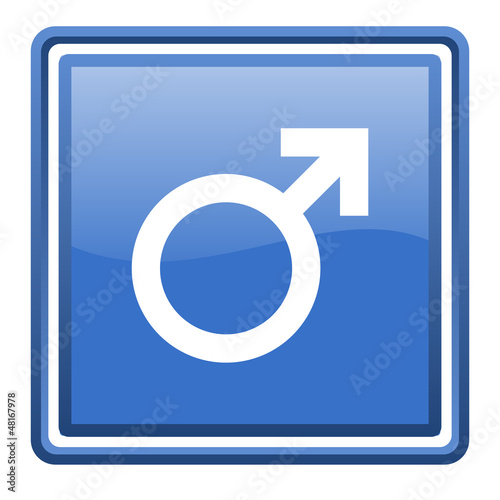 sex blue glossy square web icon isolated