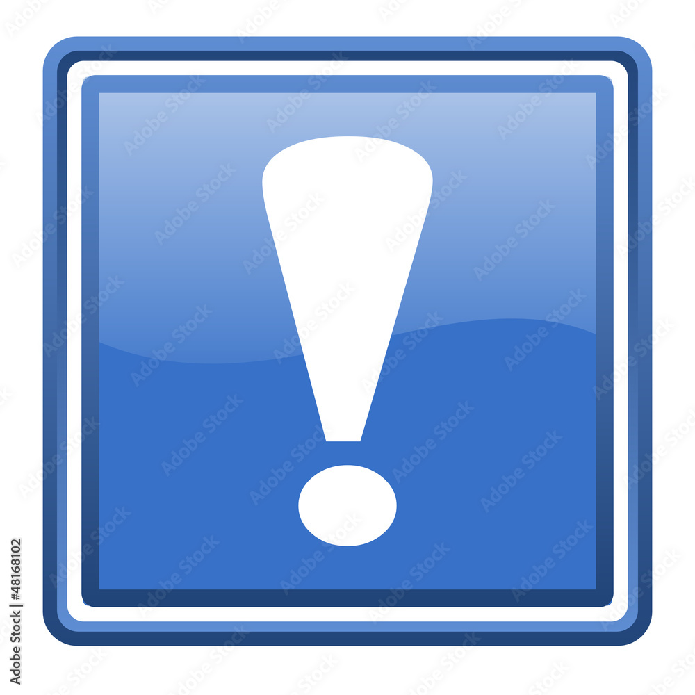exclamation sign blue glossy square web icon isolated exclamation sign blue glossy square web icon isolated