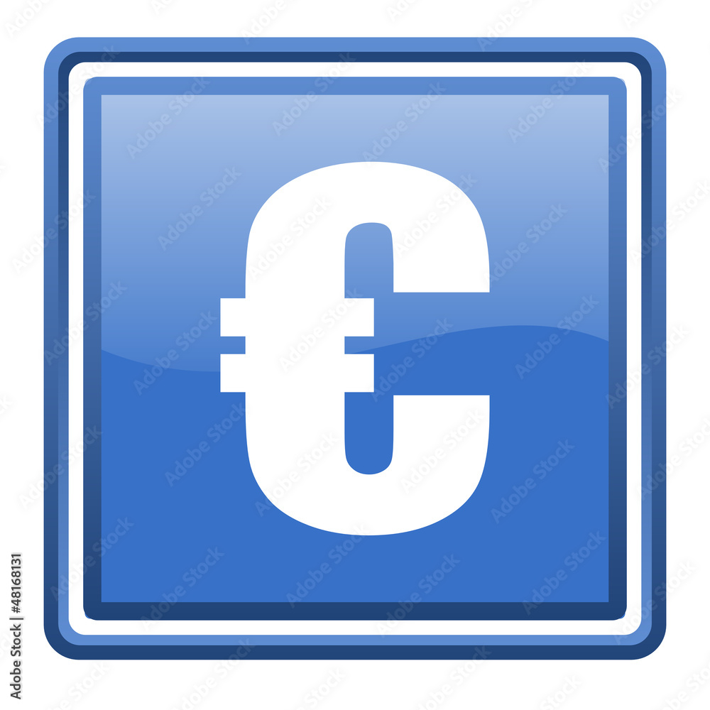 euro blue glossy square web icon isolated euro blue glossy square web icon isolated