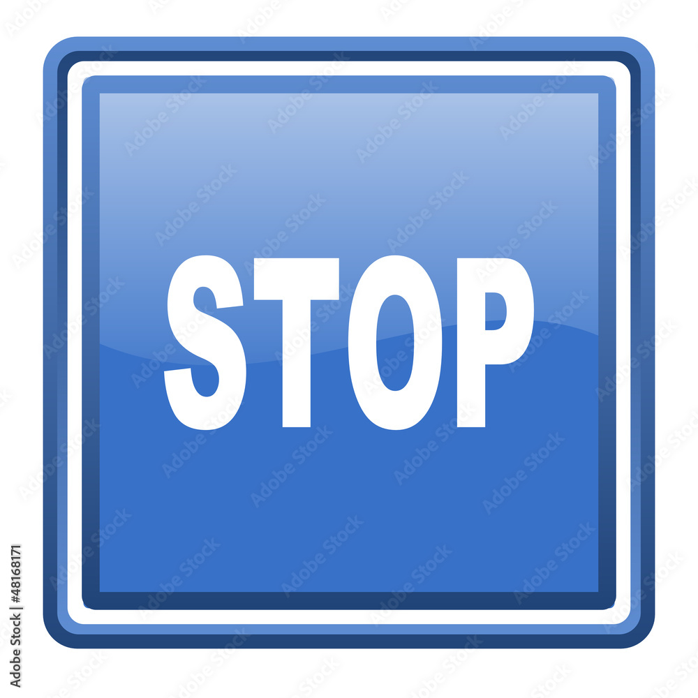 stop blue glossy square web icon isolated stop blue glossy square web icon isolated