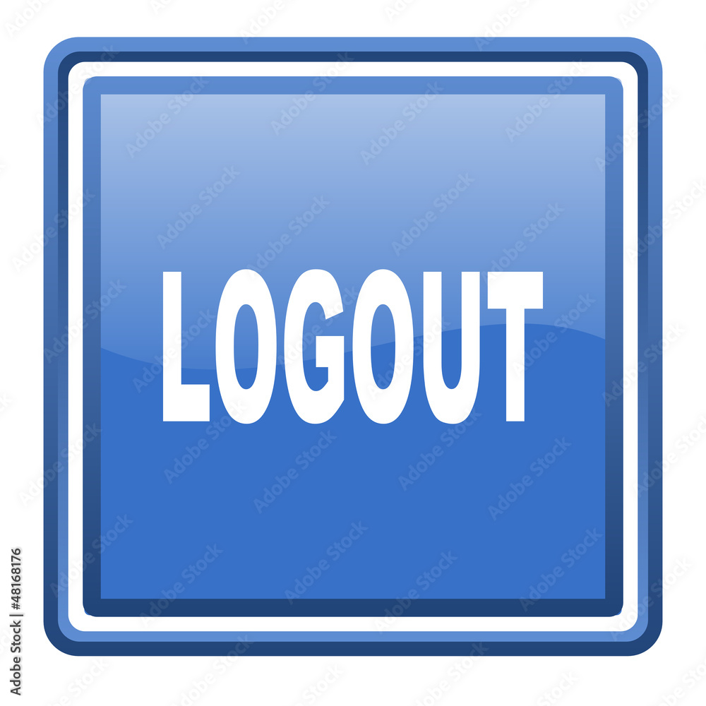 logout blue glossy square web icon isolated logout blue glossy square web icon isolated