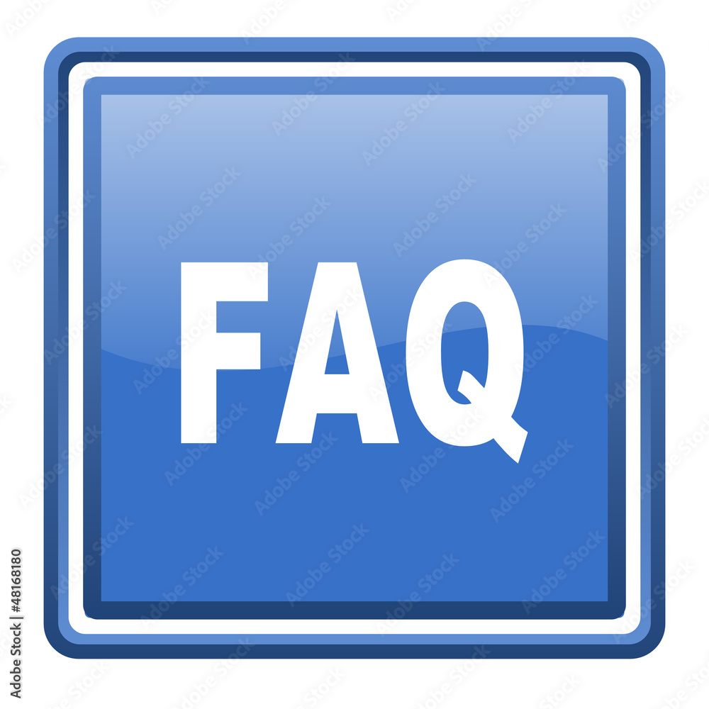 faq blue glossy square web icon isolated faq blue glossy square web icon isolated