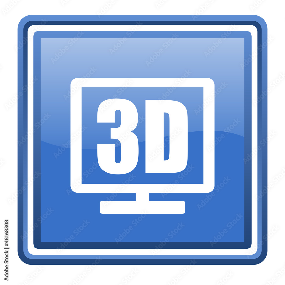 3d display blue glossy square web icon isolated 3d display blue glossy square web icon isolated