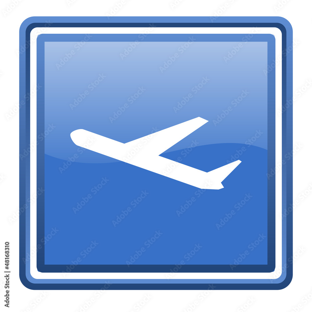airplane blue glossy square web icon isolated airplane blue glossy square web icon isolated
