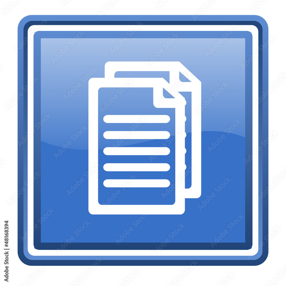 document blue glossy square web icon isolated document blue glossy square web icon isolated