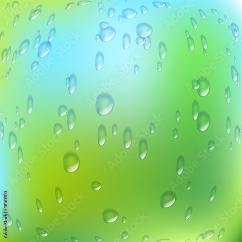 Abstract illustration of drops of water. Fish eye effect