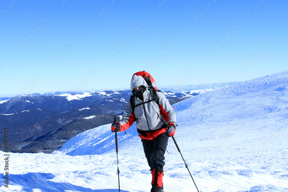 Winter hiking in snowshoes. Winter hiking in snowshoes.
