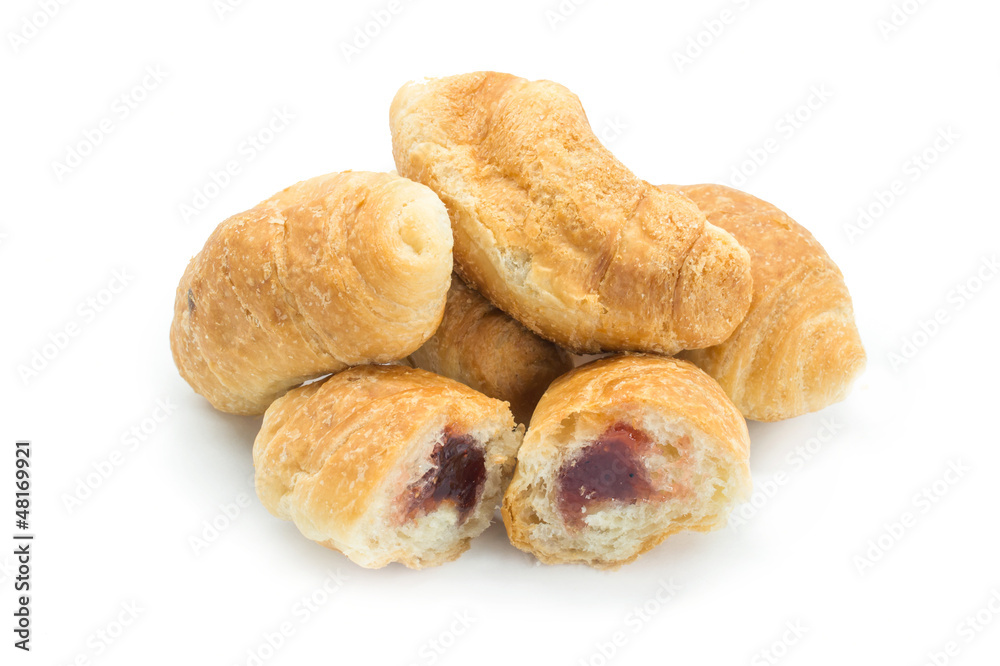 mini croissants isolated on a white background mini croissants isolated on a white background