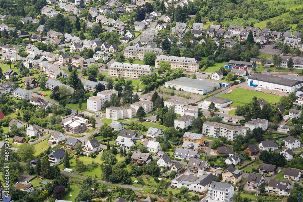 Aerial view of German city Traben Trarbach