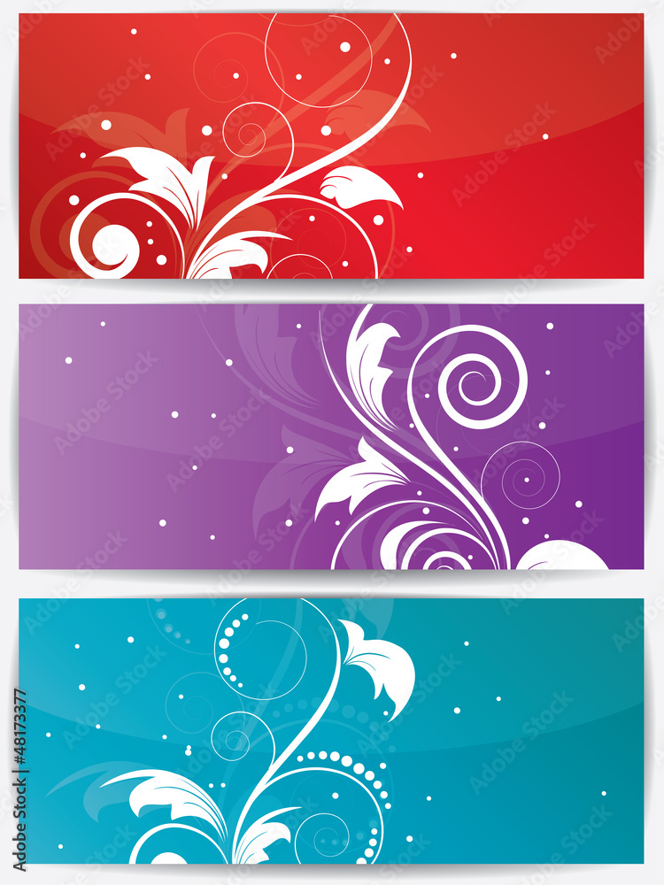 Set of abstract cards with flowers and floral elements Set of abstract cards with flowers and floral elements