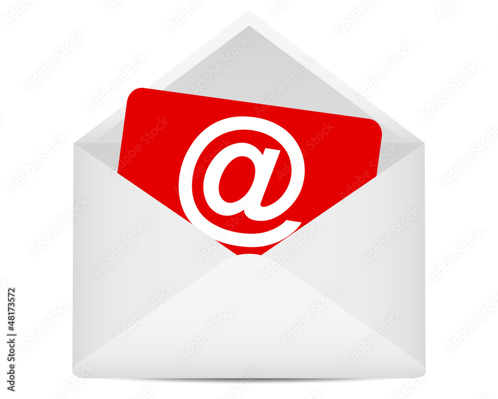 red paper with a symbol of e-mail in an envelope red paper with a symbol of e-mail in an envelope