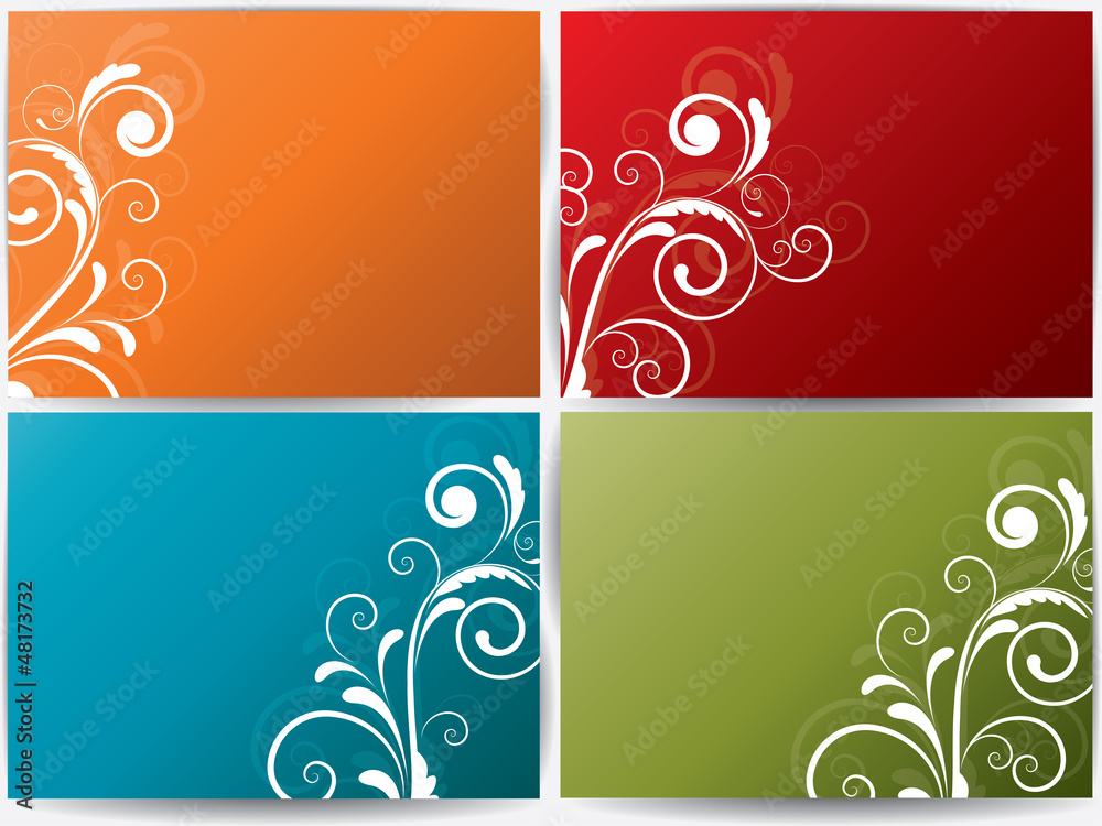 Set of abstract cards with flowers and floral elements Set of abstract cards with flowers and floral elements