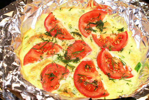 Omelet with tomatoes