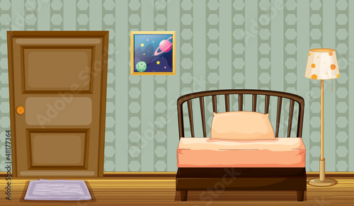 A bed and a lamp