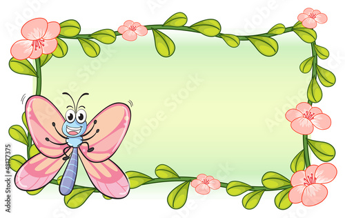 A butterfly and a flower plant frame