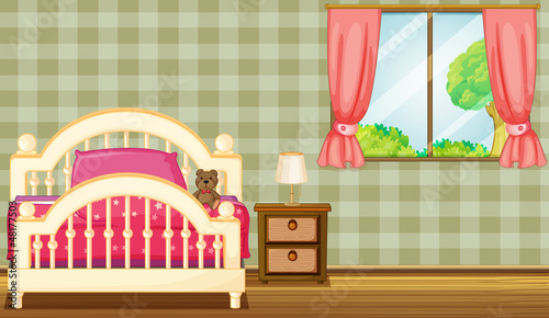 A bed and a lamp