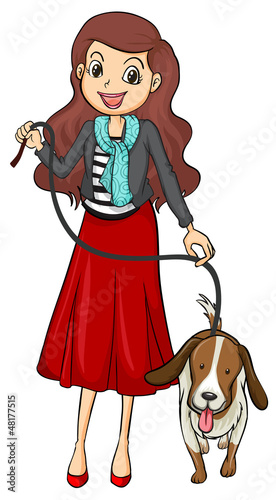 A smiling girl and a dog