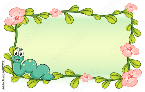 A caterpillar and a flower plant frame