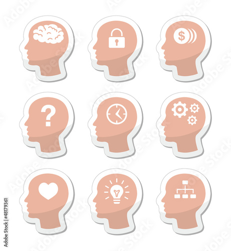 Head brain vector labels set