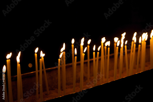 Candles in the Holy Sepulchre on Mount Calvary