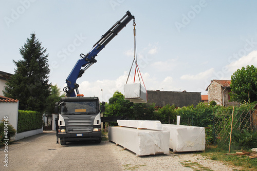 Truck Delivering Wood Packages