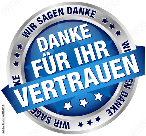 Button Banner "Danke für Ihr Vertrauen" blau/silber