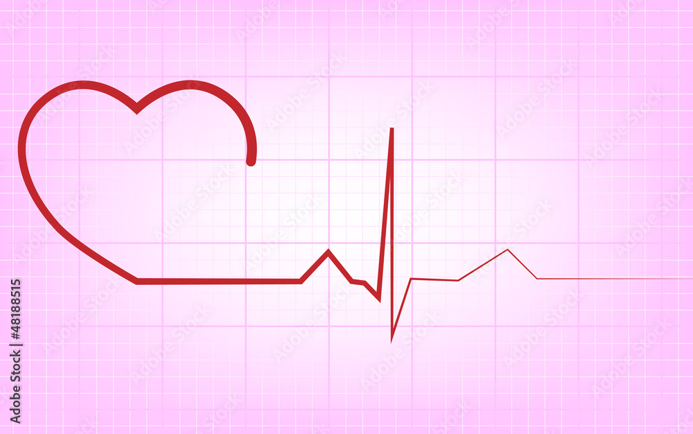 Heart and ecg from red ribbon Heart and ecg from red ribbon