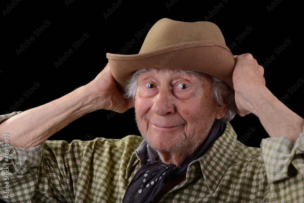 Funny old man in a hat Stock Photo | Adobe Stock