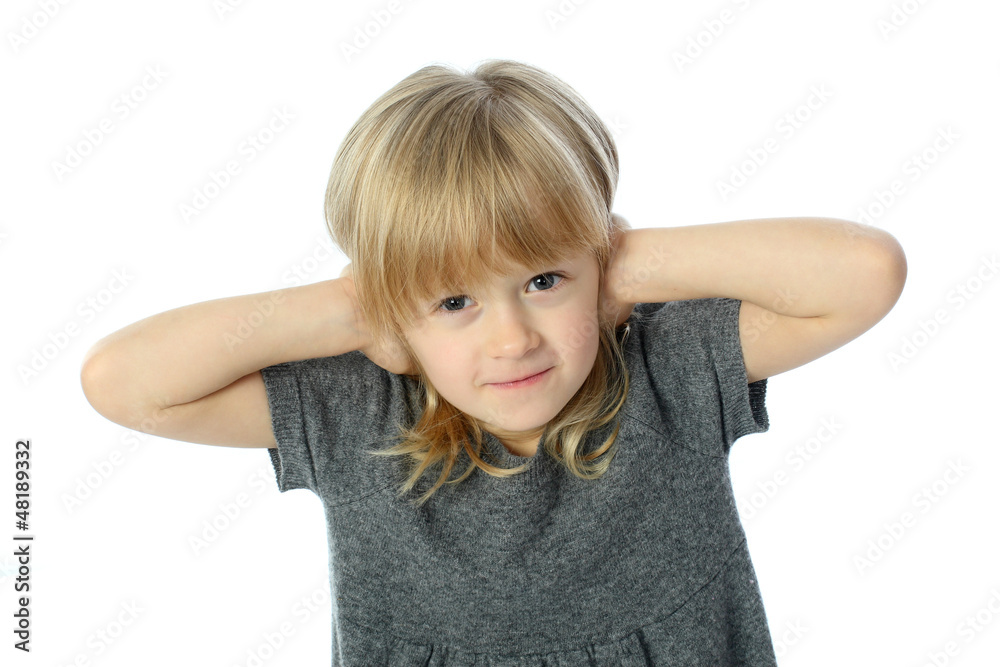 A girl in a gray dress emotional hamming A girl in a gray dress emotional hamming