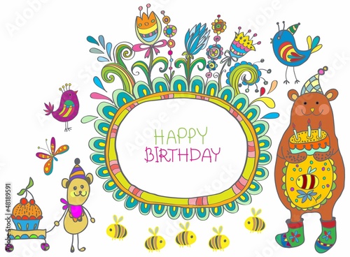 Happy birthday cartoon card