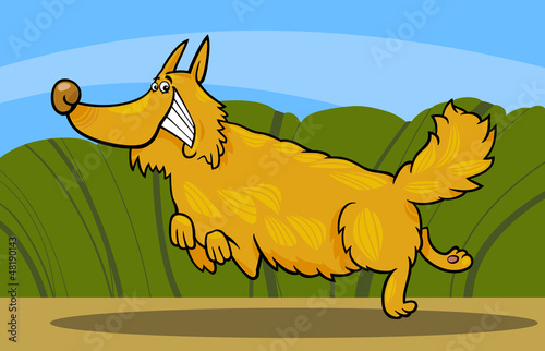 cartoon happy shaggy playful dog
