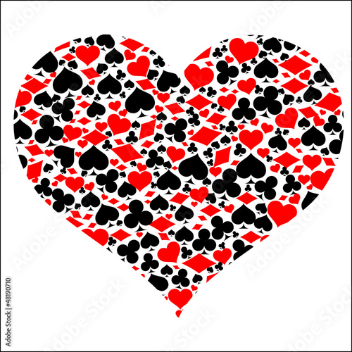 heart with game card symbols, vector