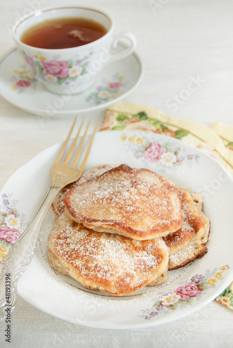 Delicious sweet breakfast pancakes on plate