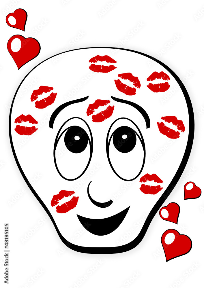 cartoon face with lipstick marks Stock Vector Adobe Stock