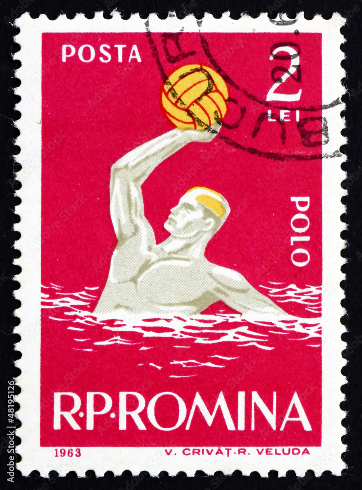 Postage stamp Romania 1963 Water Polo, Sport Stock Photo | Adobe Stock