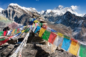 Handdoek met foto Nepal Everest vanaf Gokyo Ri met gebedsvlaggen  © Daniel Prudek