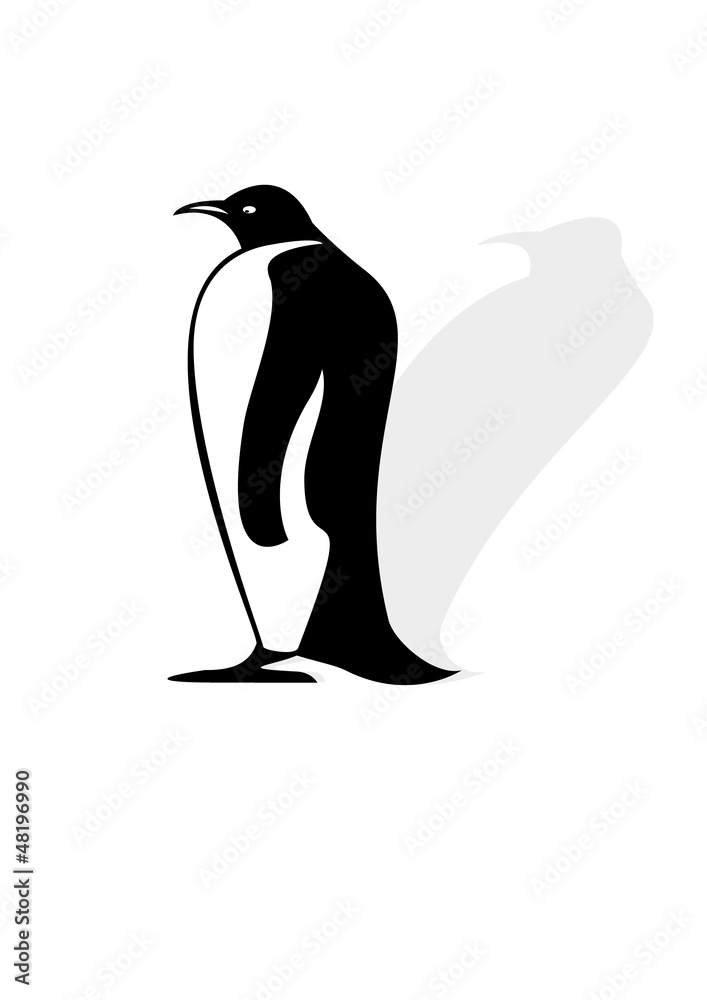 Penguin silhouette on a white background with shadow Penguin silhouette on a white background with shadow