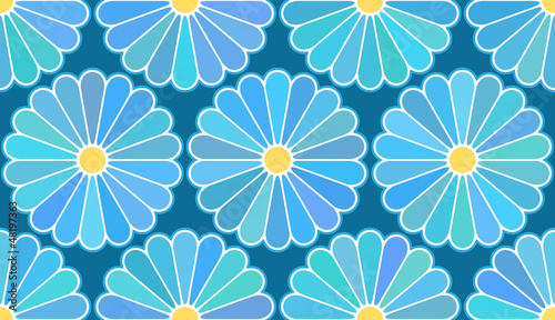 Blue seamless flower pattern background