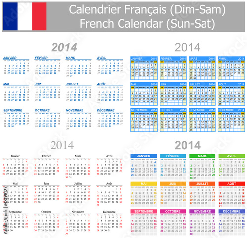 2014 French Mix Calendar Sun-Sat