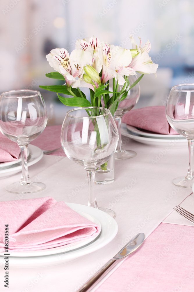 Elegant table setting in restaurant Elegant table setting in restaurant