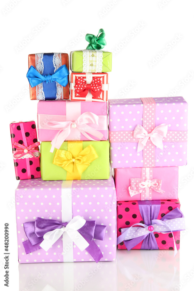 Hill colorful gifts isolated on white Hill colorful gifts isolated on white
