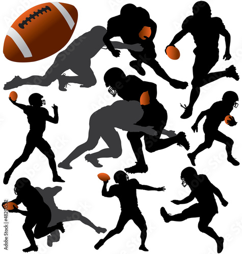 American football vector silhouettes isolated on white background. Layered. Fully Editable. photo