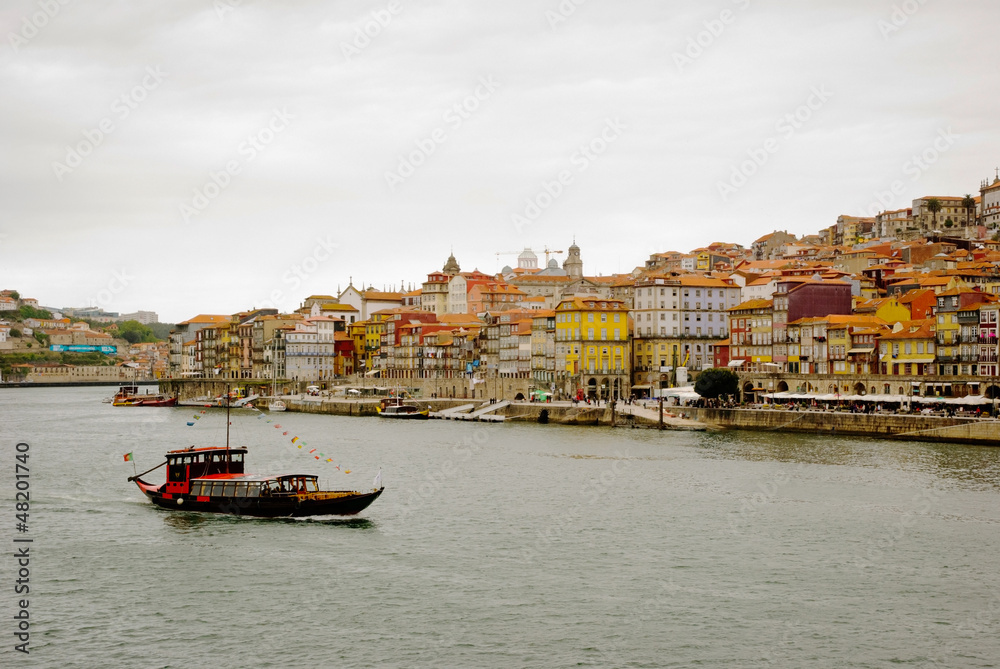 Porto with wine boat, Portugal