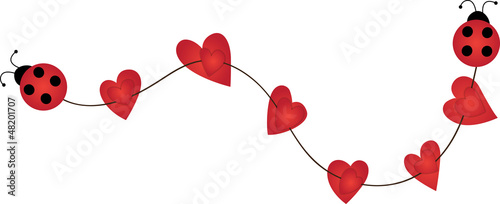Decorative ladybug ribbon with hearts