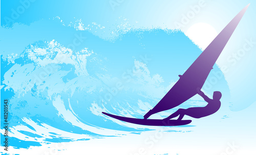 abstract silhouette of the surfer at the ocean