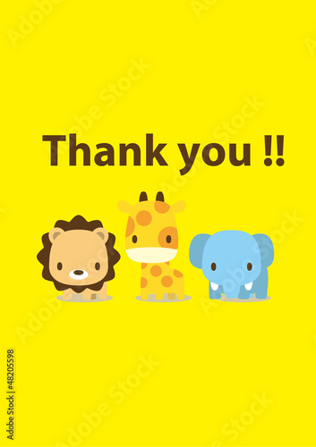 message card : thank you animal 001