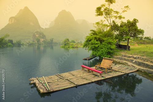 Bamboo rafting on river, Yangshou, China