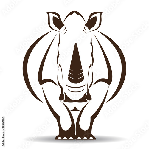 Vector image of an rhino on white background