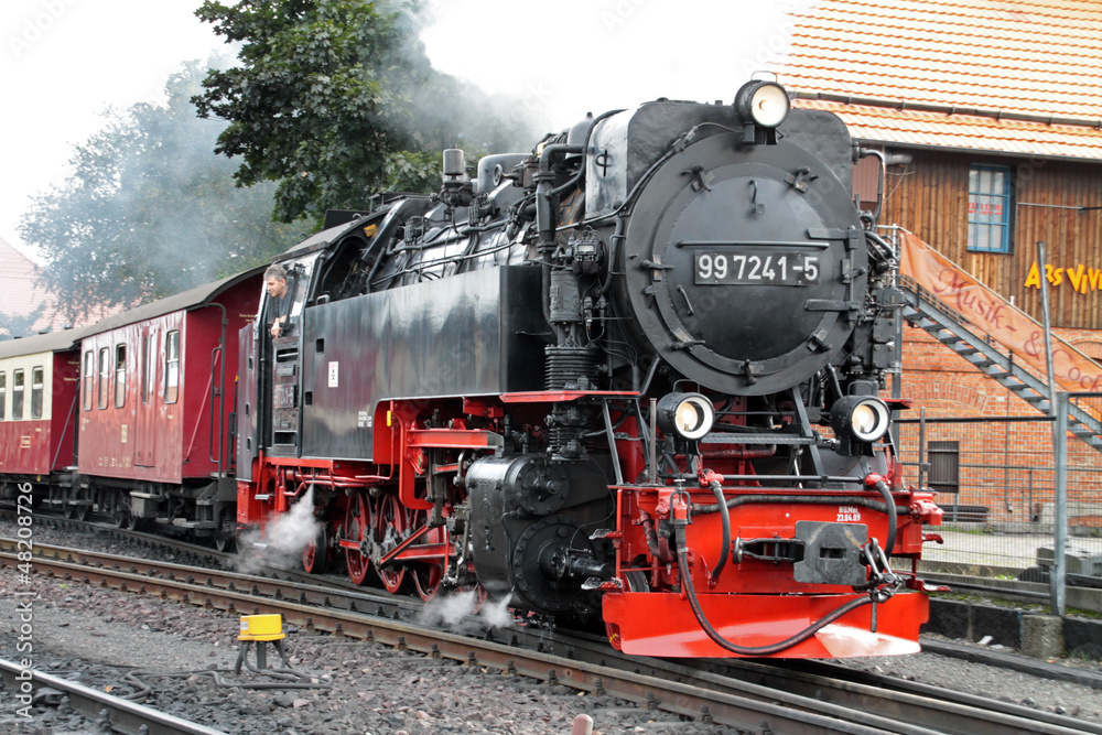 Naklejka premium Lokomotywa parowa kolei wąskotorowej Harz